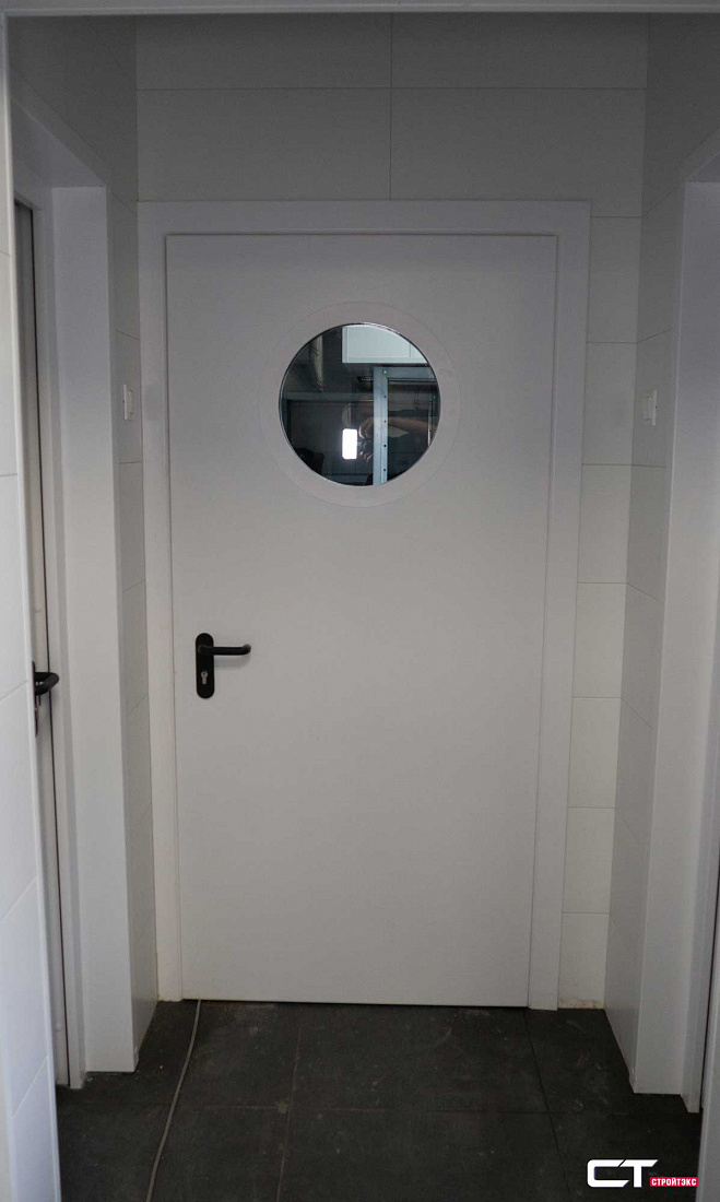 Дверь противопожарная металлическая остекленная EIS60 D300 с фрамугой и антипаникой